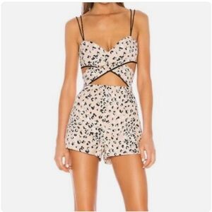 Camila Coelho Leopard Print Cutout Romper